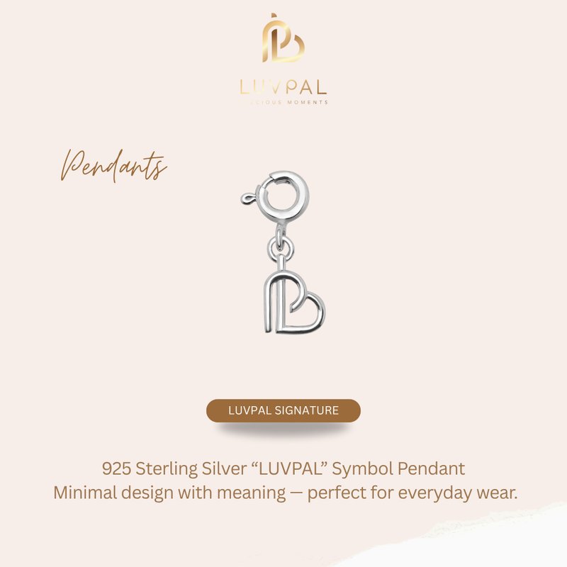 Luvpal | 简约心型吊坠，搭配 Luvpal 标志性符号，925银。 - 手链/手环 - 纯银 