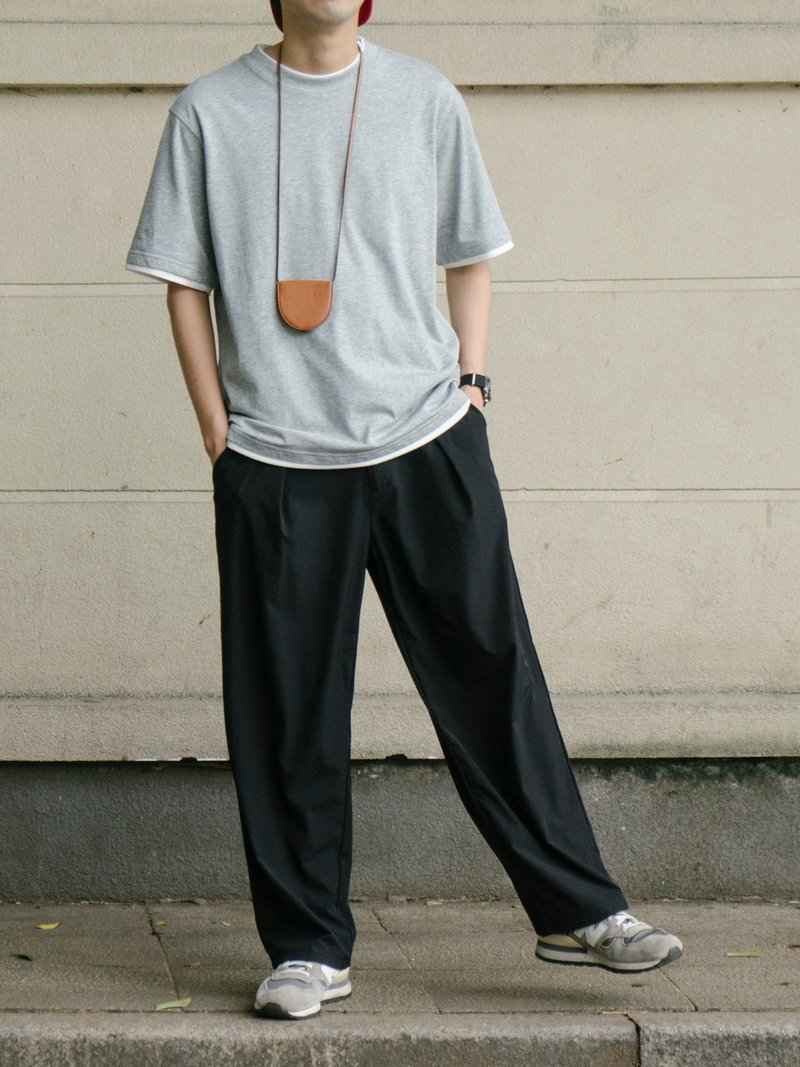 PANTS 夏季速干透气宽松直筒休闲裤黑色基础款纯色长裤男Cityboy - 男士长裤 - 其他人造纤维 黑色