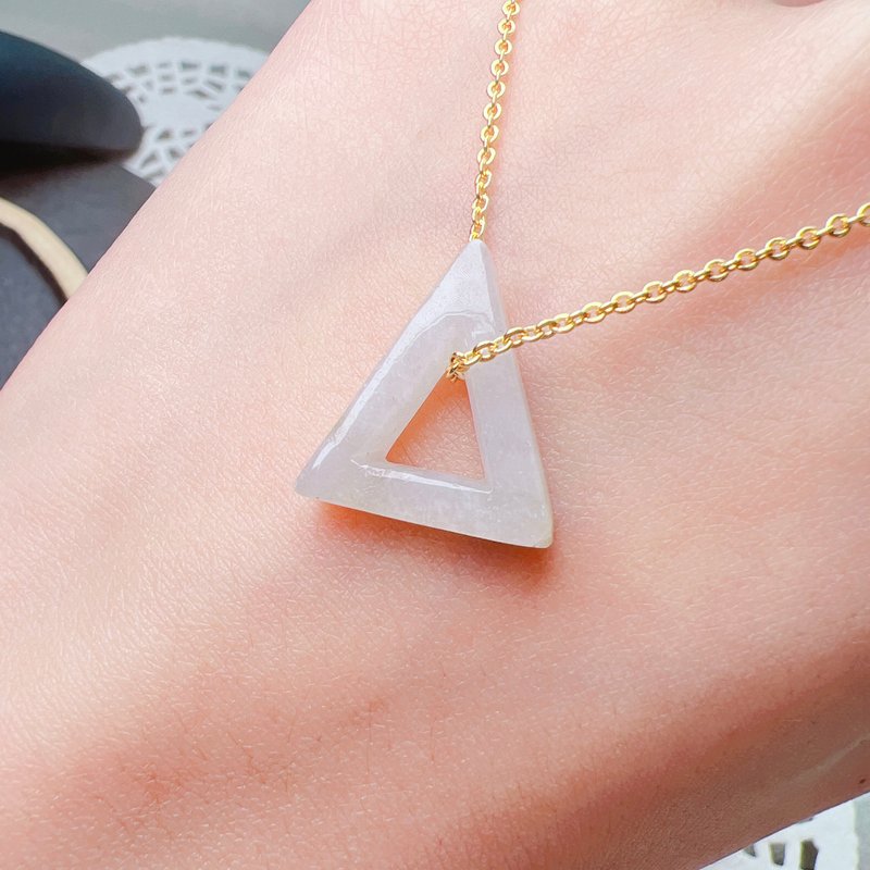 飘花翡翠三角形吊坠 | 天然缅甸A货翡翠 | 送礼 - 吊饰 - 玉石 透明