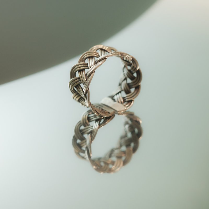 Pinkoi独家贩售 925纯银 手工编织宽戒指 开口戒 宽戒 男士戒指 - 戒指 - 纯银 银色