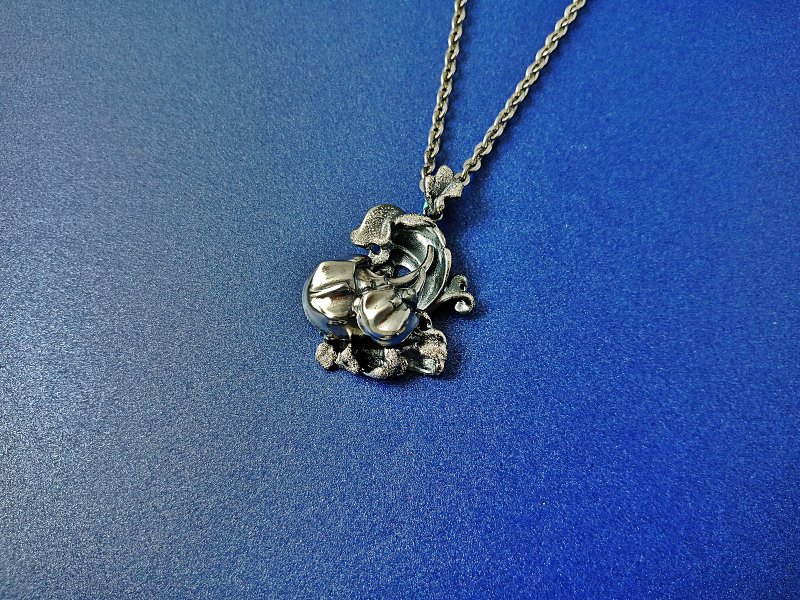 海浪鲎坠 - 项链 - 纯银 银色