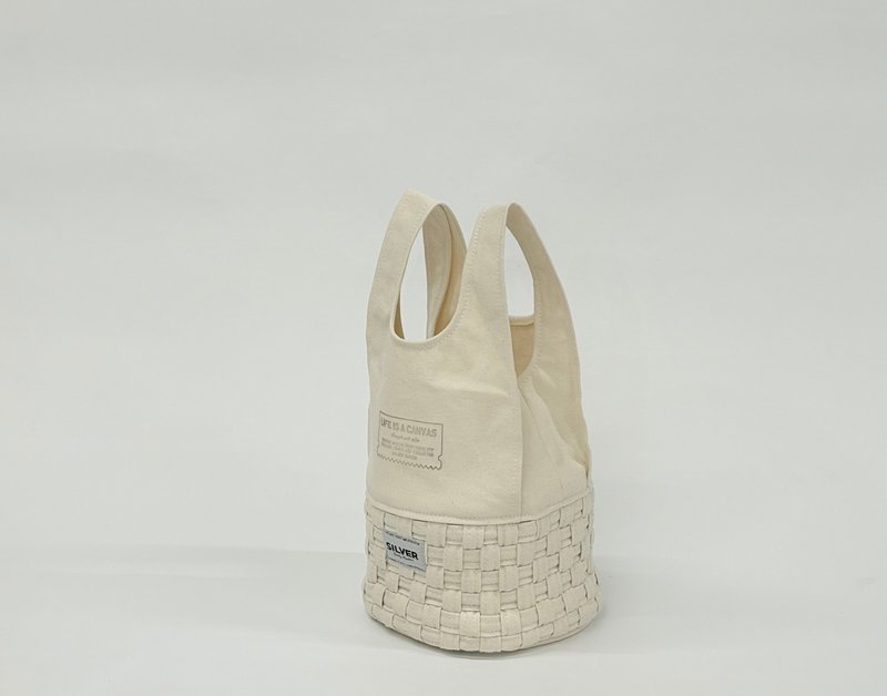 WEAVE III 手编帆布托盘购物袋 2WAY 万用袋 - 手提包/手提袋 - 棉．麻 白色