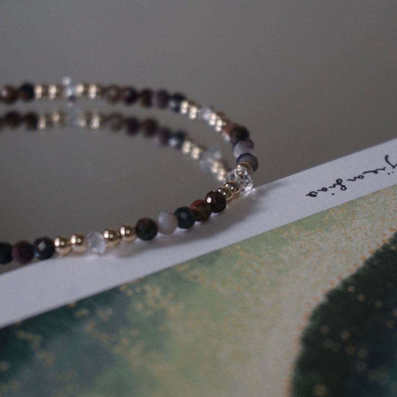 ll 深夜石语 ll 彼得石 赫基蒙 天然石 14kgf 手环 BR-00047 - 手链/手环 - 半宝石 多色