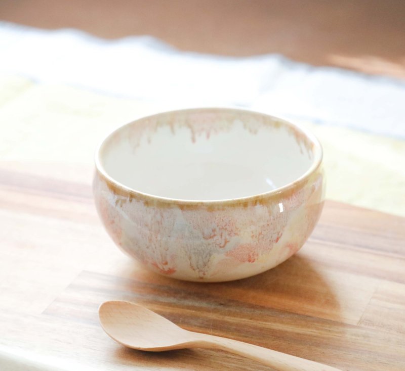 白釉与秋色纹样之碗 - 碗 - 陶 红色