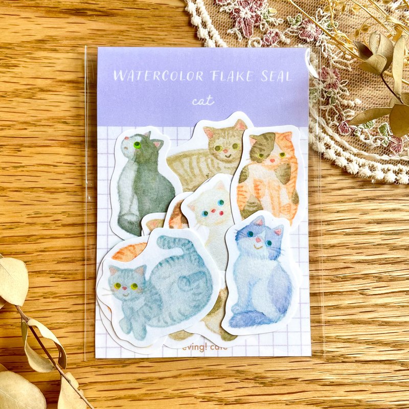 水彩动物造型贴纸 猫咪 - 贴纸 - 纸 多色
