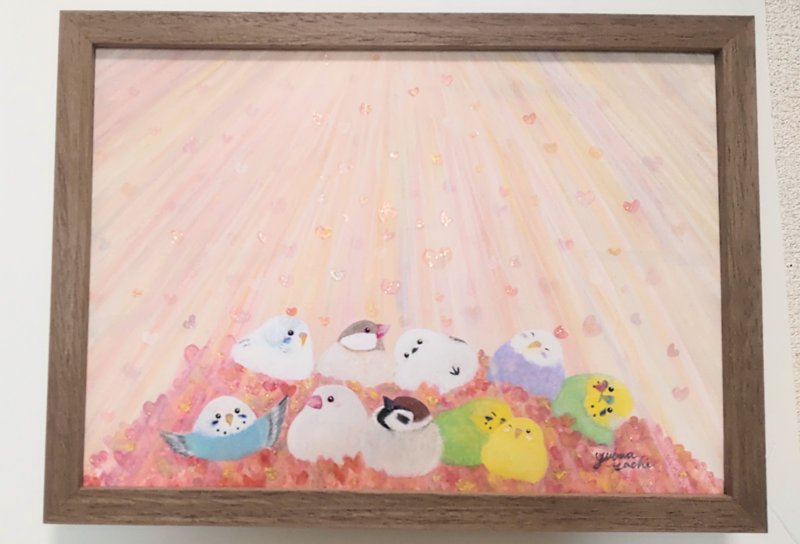 木框原画【满溢的鹦鹉】 - 海报/装饰画/版画 - 纸 粉红色