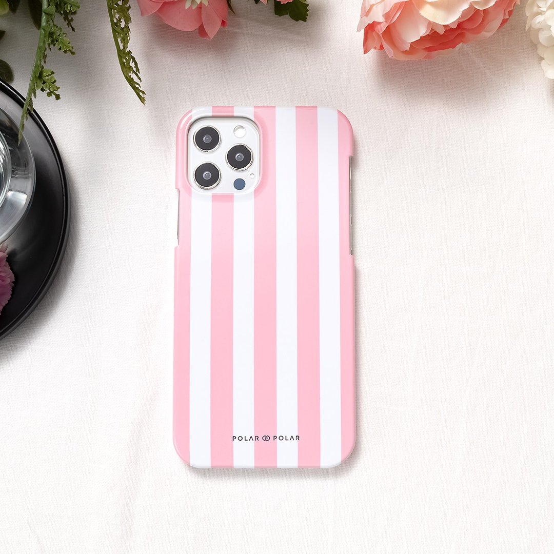 iPhone/Samsung 手机壳硬壳 浅粉红色直纹 (定制) - 手机壳/手机套 - 塑料 