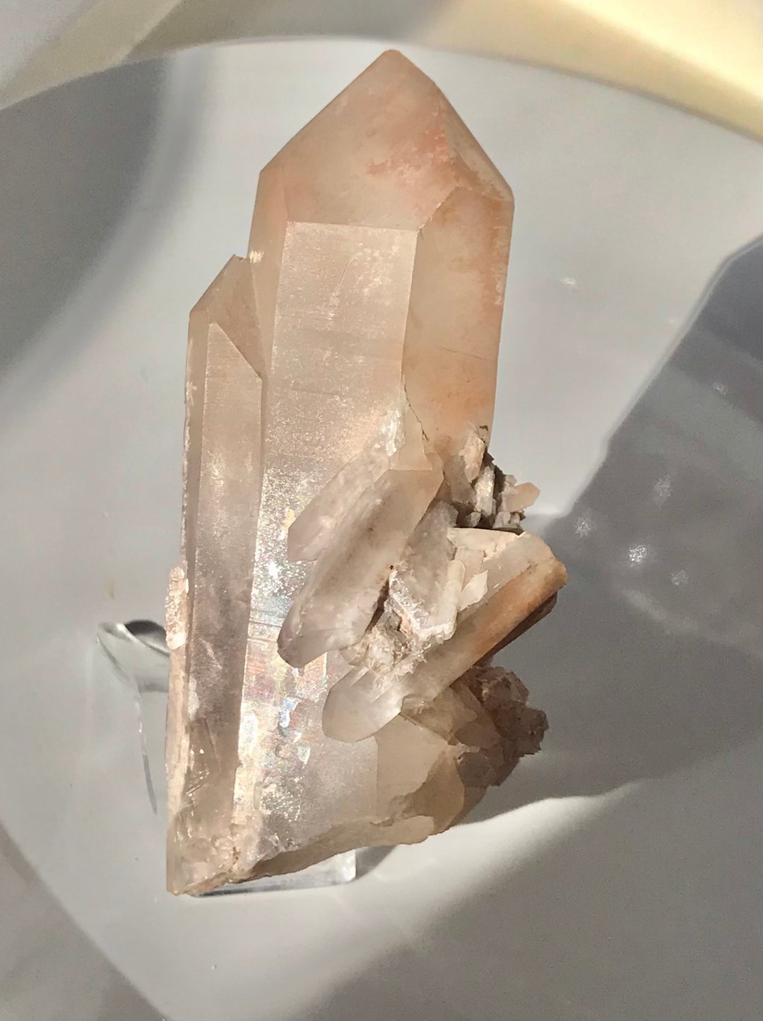 白水晶簇 白幽灵 粉皮 带彩 水晶原矿 白水晶簇 天然原石 - 摆饰 - 水晶 粉红色