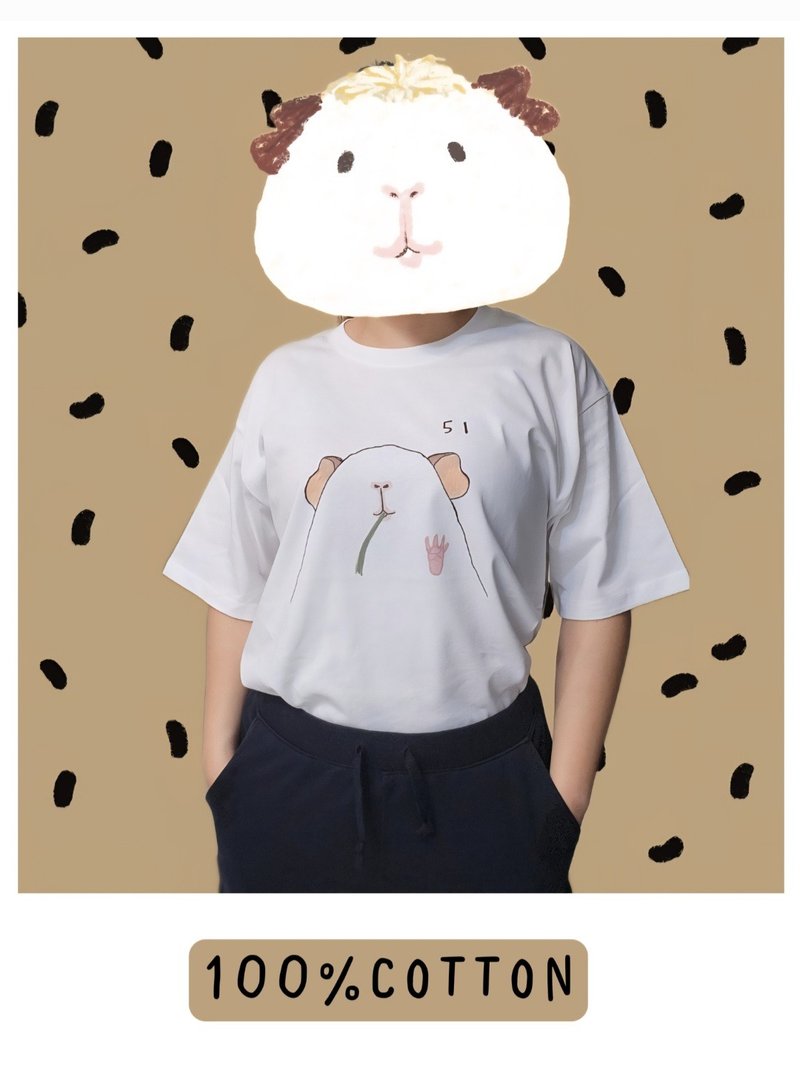 天竺鼠51纯棉落肩上衣 - 其他 - 棉．麻 白色