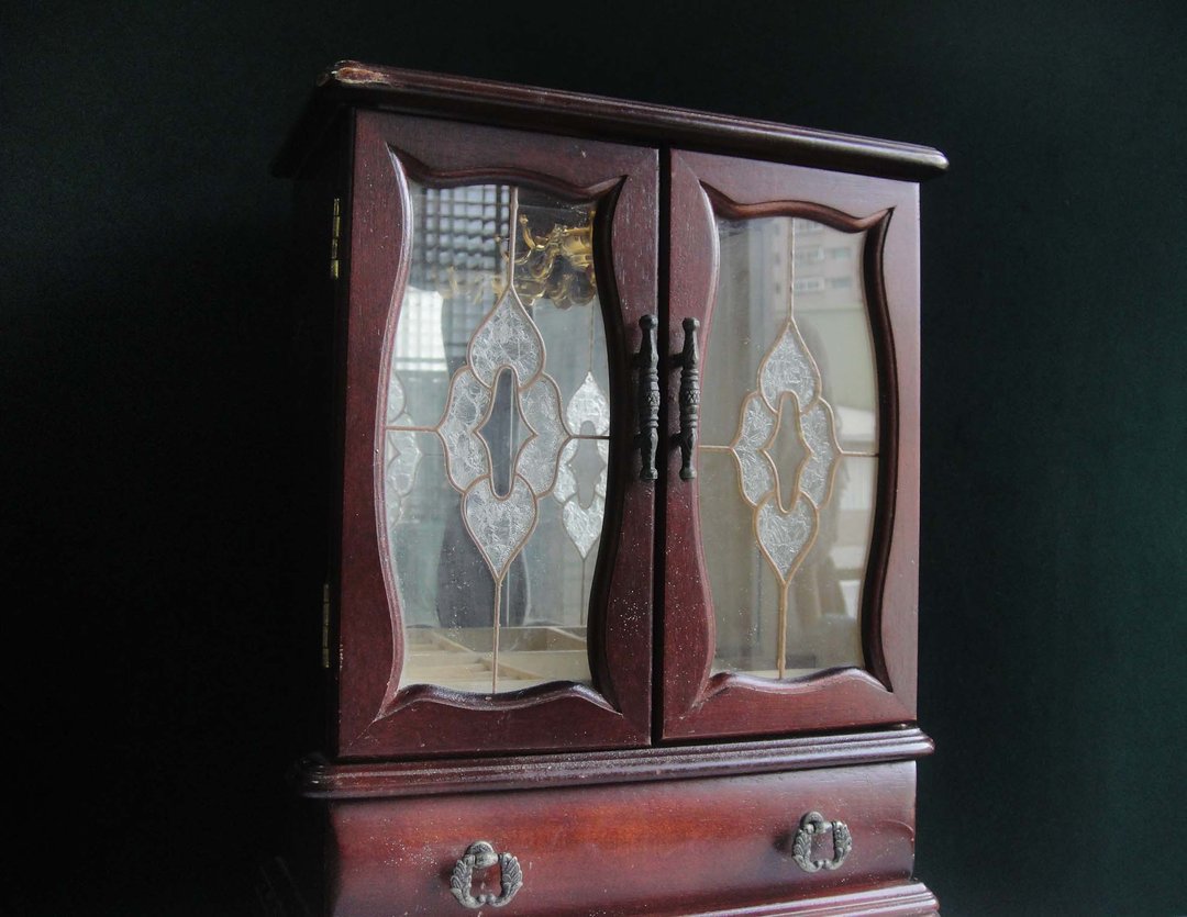 【老时光 OLD-TIME】早期二手台湾制玻璃面珠宝柜 - 收纳用品 - 其他材质 多色