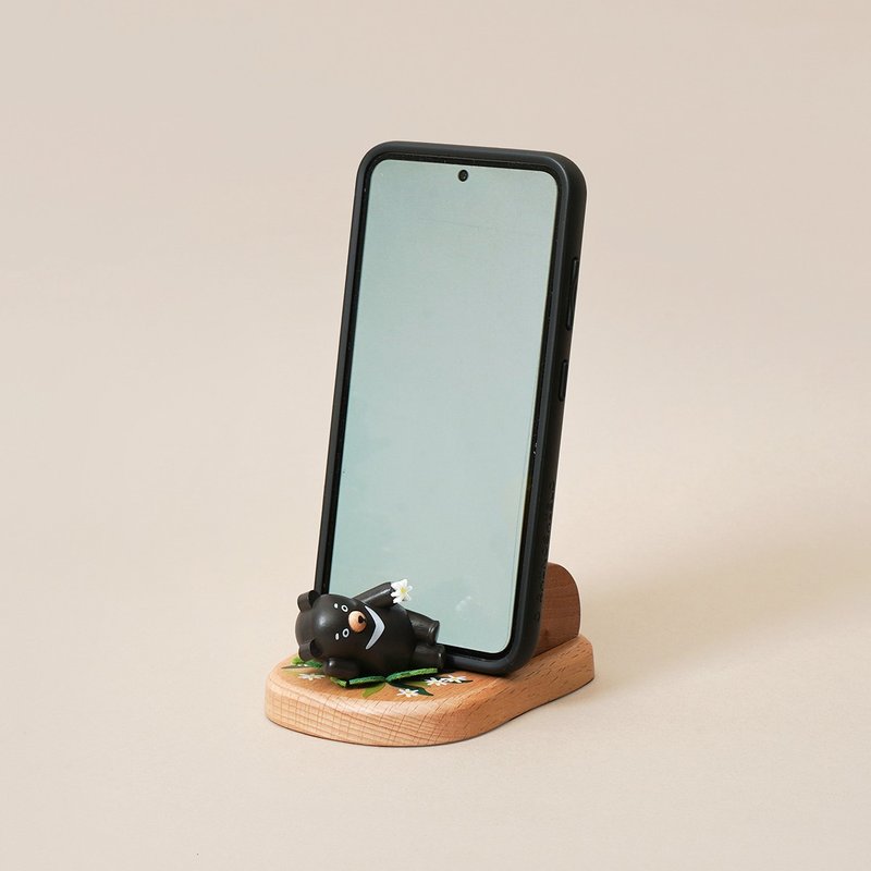 【熊窝】来趣找黑熊 木质手机座 居家办公小物 追剧必备 交换礼物 - 手机座/防尘塞 - 木头 多色