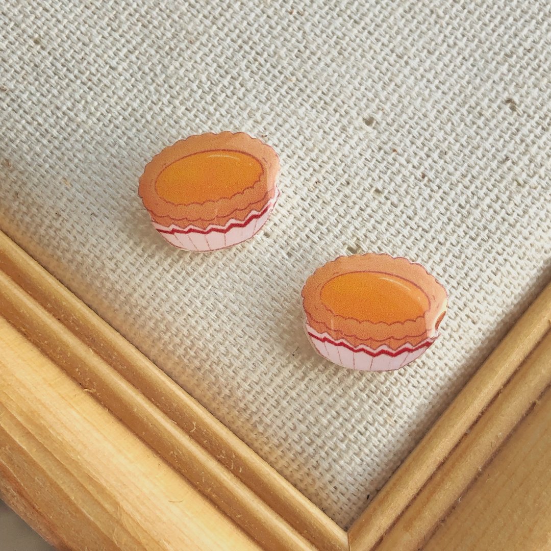 HKPaletteEarring - 蛋挞(耳环) - 耳环/耳夹 - 树脂 黄色