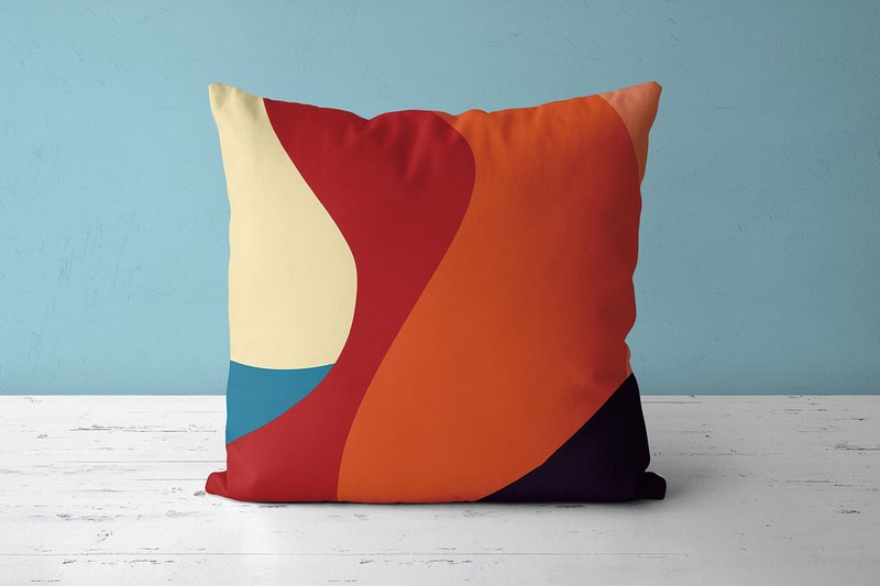抽象色塊抱枕套獨家設計原創印花 - 枕头/抱枕 - 聚酯纤维 蓝色