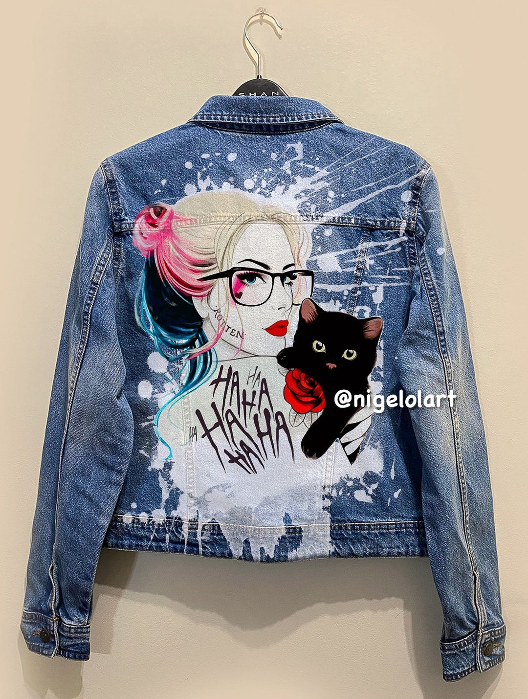 手绘丹宁外套 手工订制 Joker DC Comics Harley Quinn - 女装休闲/机能外套 - 棉 多色