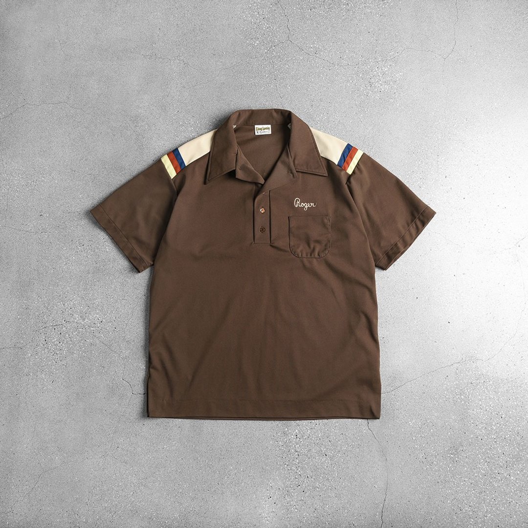 70s king louie Bowling Shirts 保龄球衫 / Vintage古着 - 男装上衣/T 恤 - 棉 咖啡色
