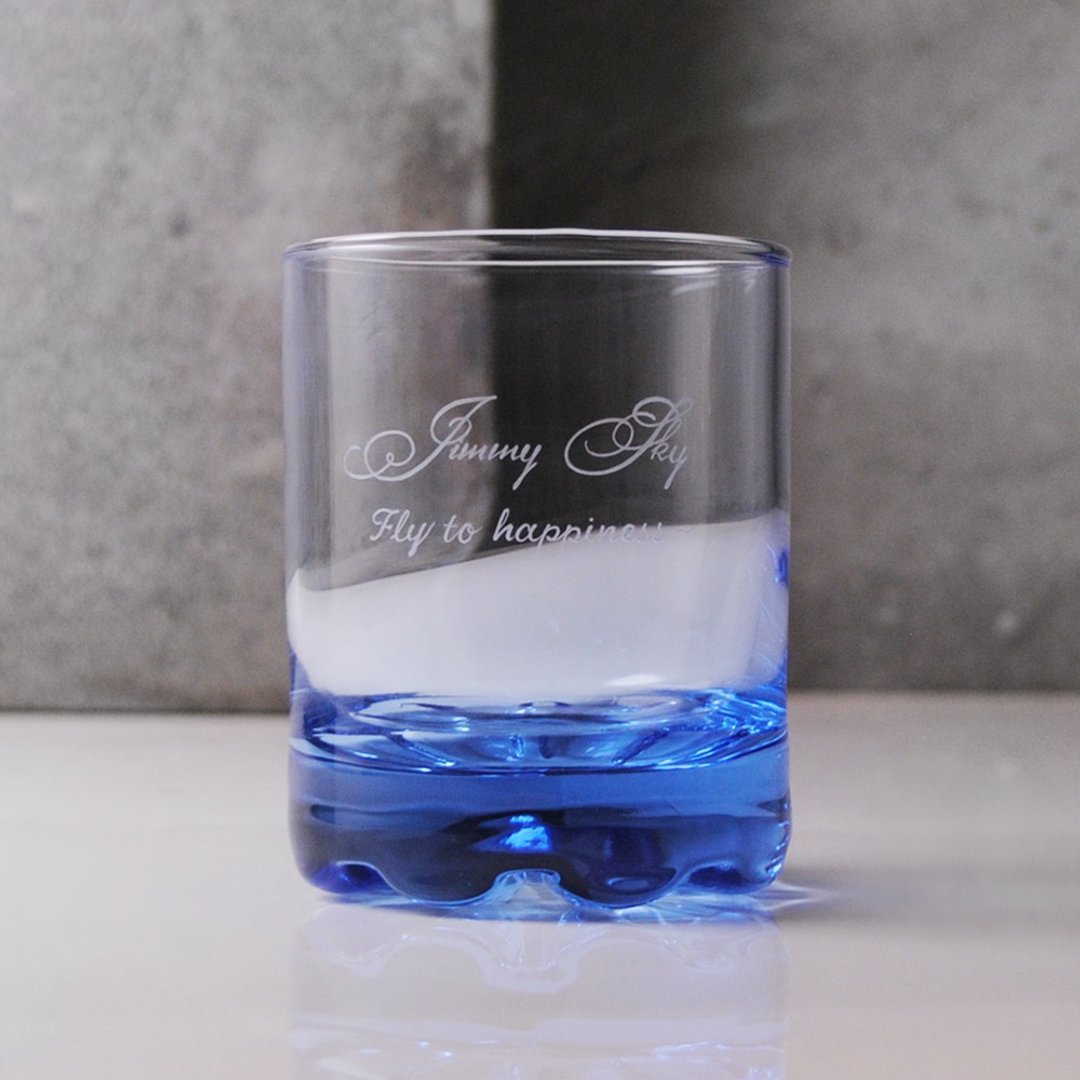 220cc【艺术字体签名版】深海蓝意大利威士忌杯 酒杯雕刻 - 酒杯/酒器 - 玻璃 蓝色