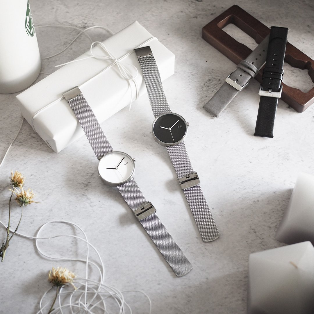 Shine & Shadow Mesh Couple Watches / Get 2 Free Leather Straps !! - 对表/情侣表 - 不锈钢 银色