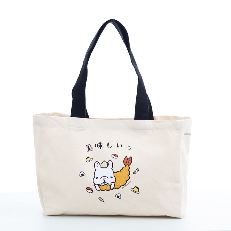 【ELASTI X 法斗白泡泡联名】 休闲系列-帆布袋 (A款) - 侧背包/斜挎包 - 棉．麻 白色