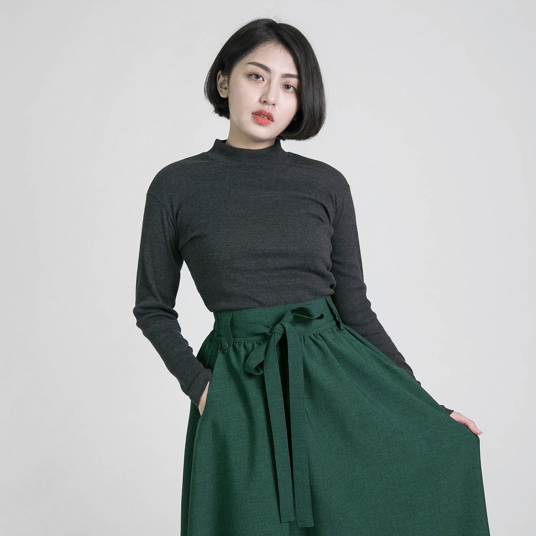 Charming 嫣然高领上衣_8AF004_深灰 - 女装上衣 - 棉 灰色