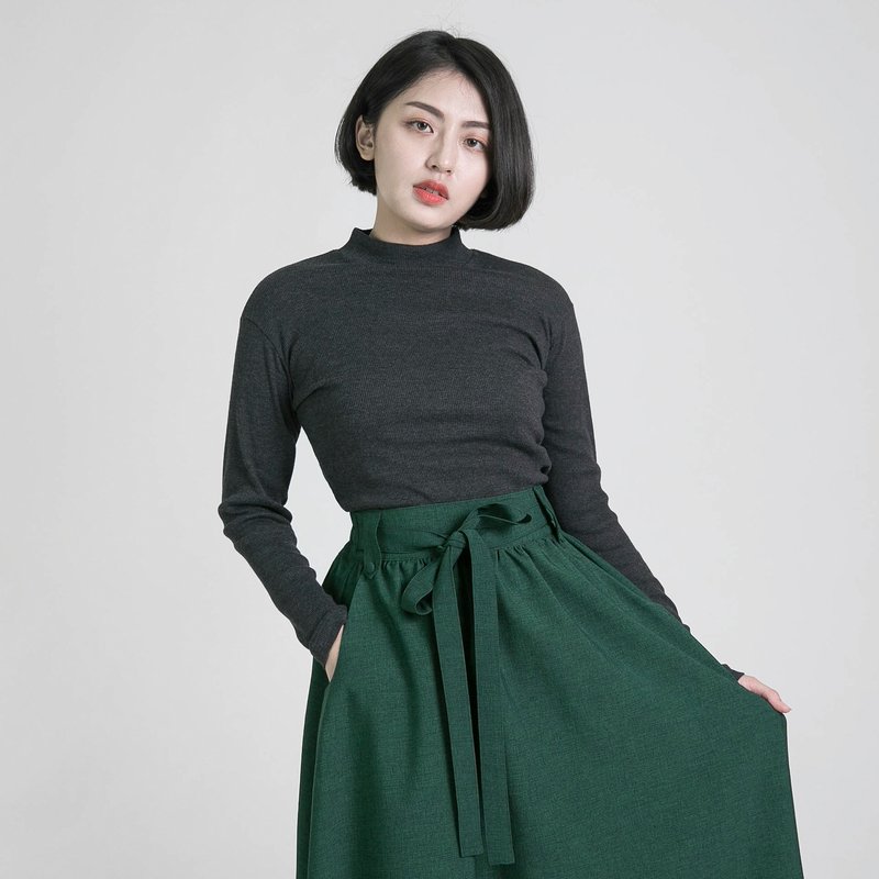 Charming 嫣然高领上衣_8AF004_深灰 - 女装上衣 - 棉．麻 灰色