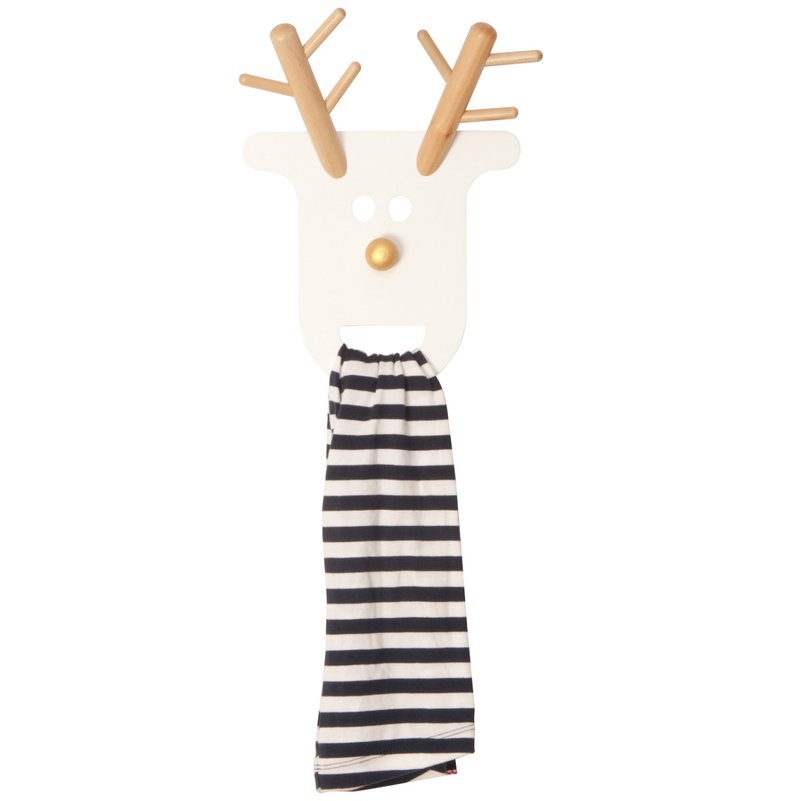 J.I.P. Coat rack O Deer beech wood MDF white 白色小鹿木制挂衣架 - 墙贴/壁贴 - 木头 白色