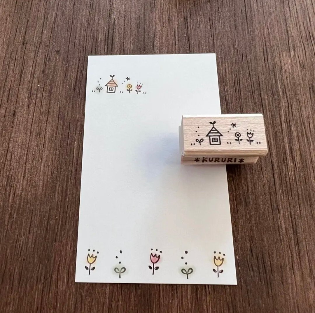 Small flowers and houses / cityscape series 5 Hanko stamp stamp - 印章/印台 - 橡胶 