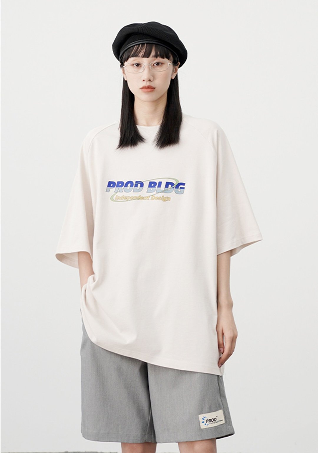PROD 2021春夏新款插肩袖短袖T恤女宽松趣味复古logo印花半袖上衣 - 中性连帽卫衣/T 恤 - 棉 