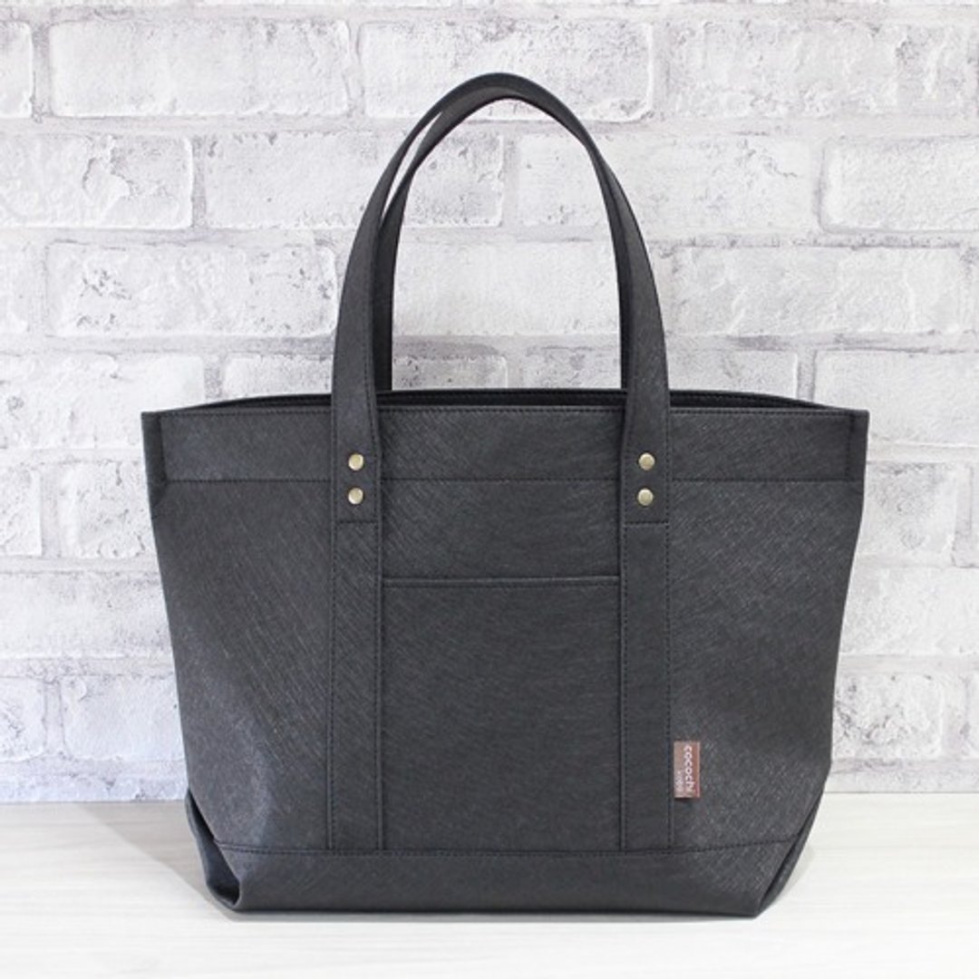 Adult tote bag A4 size Long holding type black - 手提包/手提袋 - 其他材质 