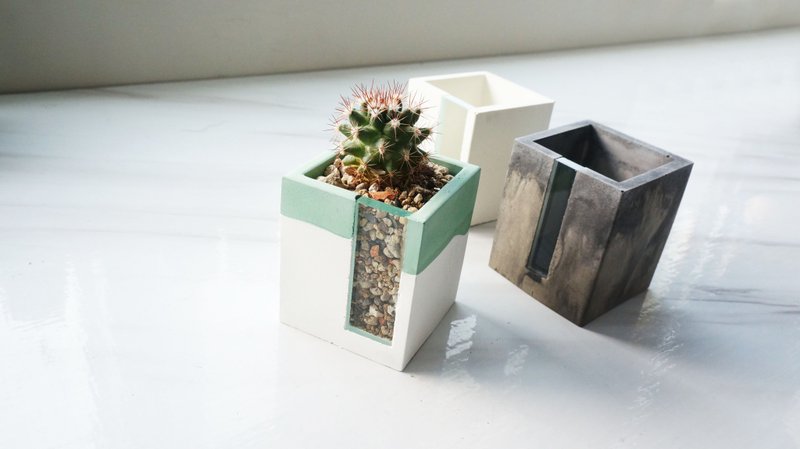 泥与玻璃 | 水泥盆 / 蜡烛灯-玻璃与水泥的结合(台湾设计制造) - 植栽/盆栽 - 水泥 黑色