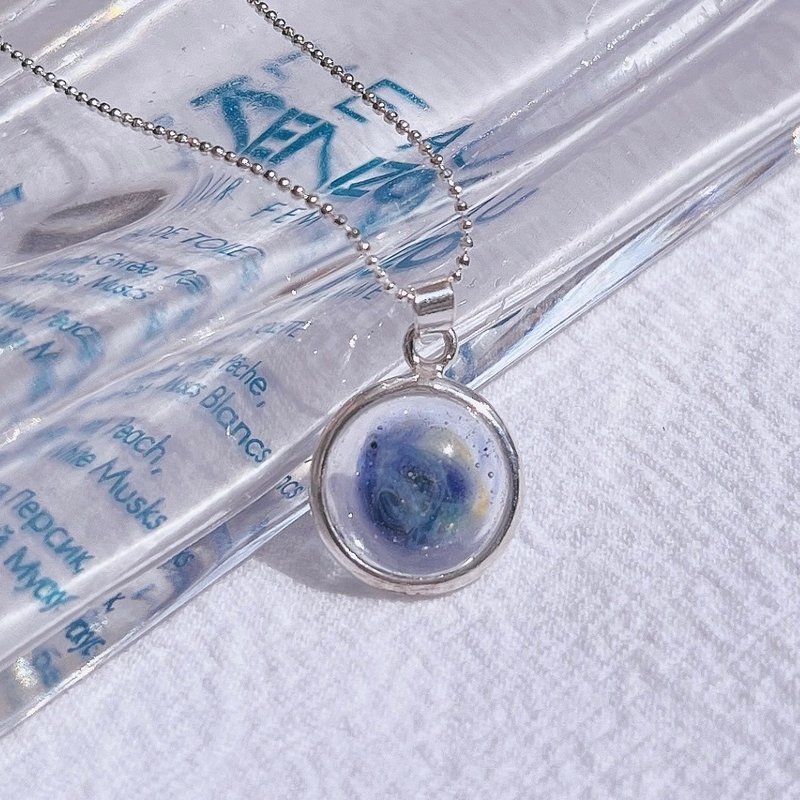 七月叶金工 / Glass Marble星空玻璃 /925纯银项链 - 项链 - 纯银 银色