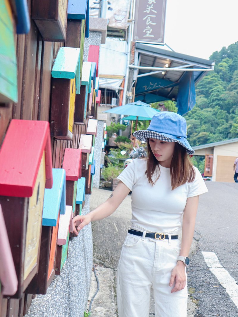 BANG不见-折不断渔夫帽 - 帽子 - 棉．麻 蓝色