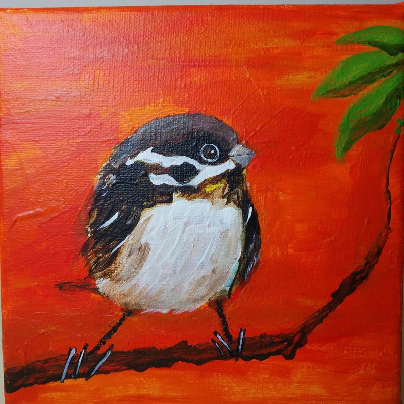 鸟儿和绿叶 原创油画独一无二 - 摆饰 - 棉．麻 