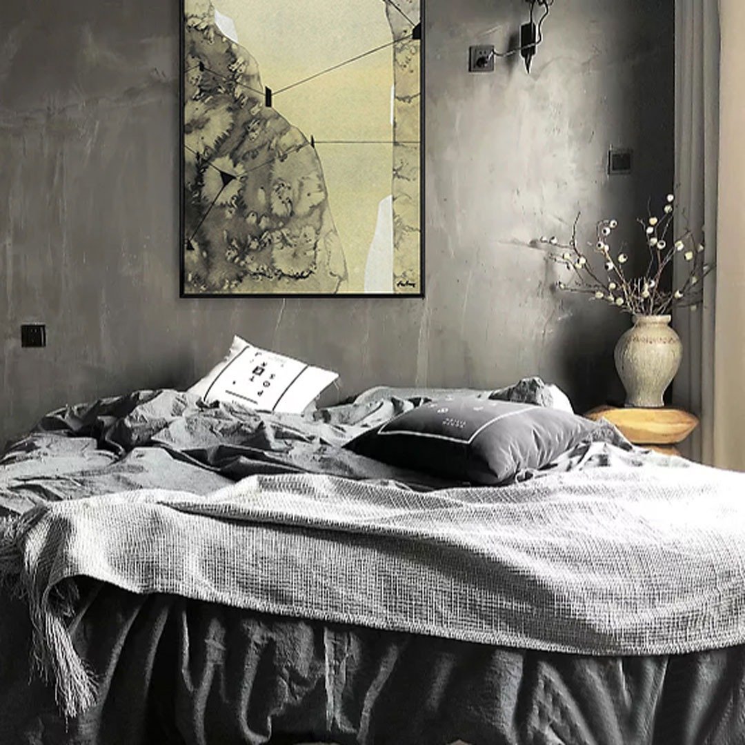 彼端-客厅/卧室/茶室/书房挂画/新中式/写意/山水画/大尺寸画作 - 海报/装饰画/版画 - 棉 黑色