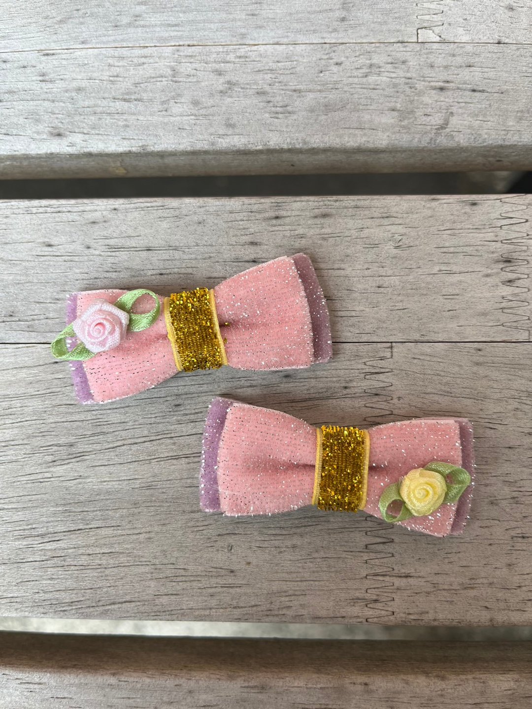 2pcs Ribbon hair clip mini collection flora princess - 发饰 - 其他材质 