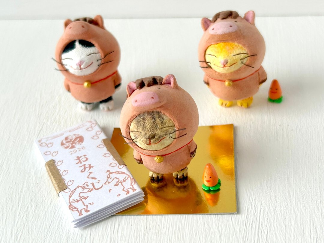 马年 变装猫公仔 附签诗  虎斑猫 开运 桌上摆饰 - 玩偶/公仔 - 其他材质 咖啡色