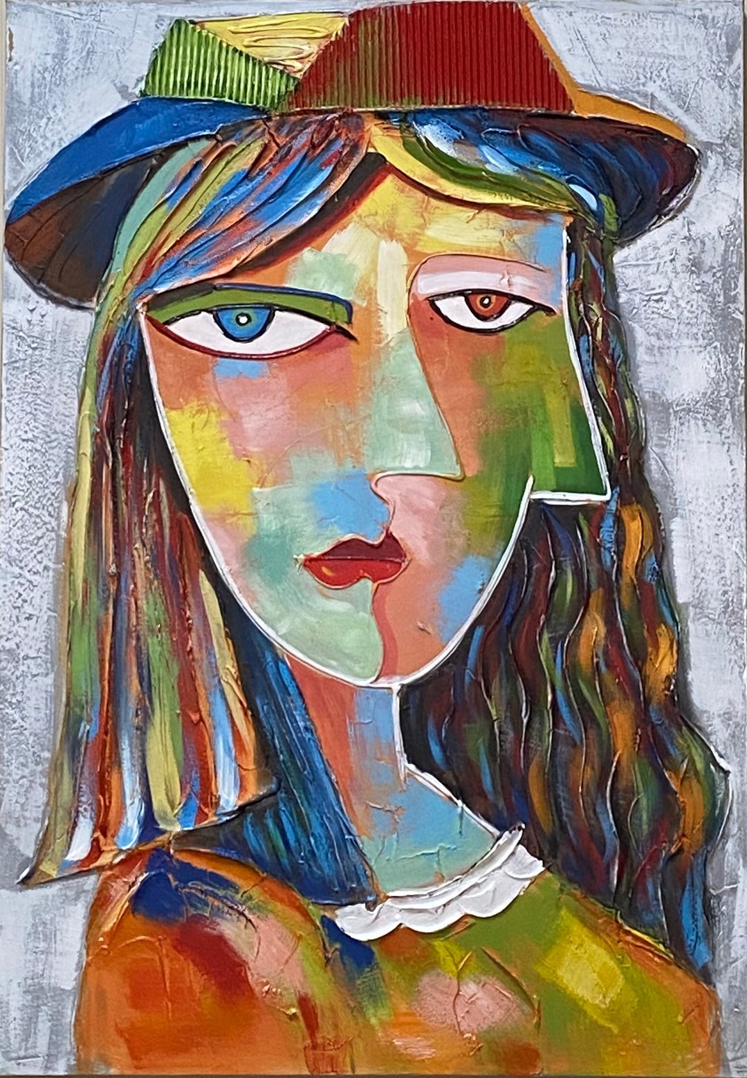 法国设计 忧愁色块脸谱女子  收藏油画 - 海报/装饰画/版画 - 压克力 多色