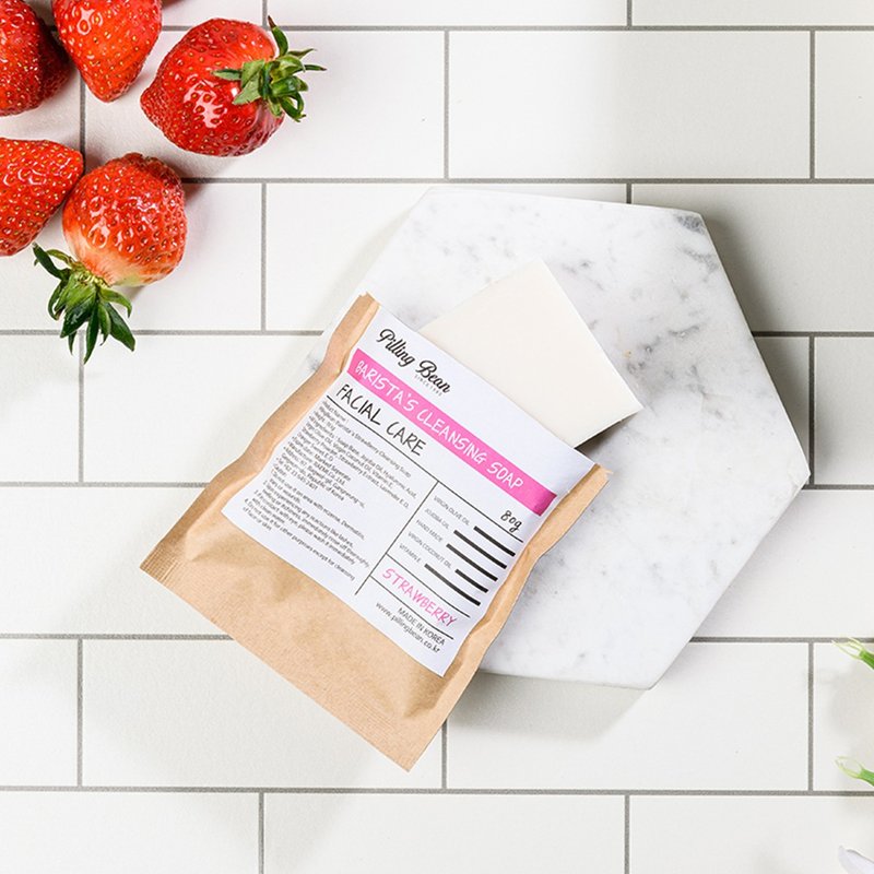 PILLING BEAN 纯净洁肤皂80g - 甜心草莓(焕活亮白) - 脸部清洁/卸妆用品 - 植物．花 白色