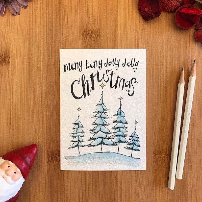 MERRY BERRY TREES 圣诞卡 手绘插画 环保纸材 英国进口卡片 C074 - 卡片/明信片 - 纸 