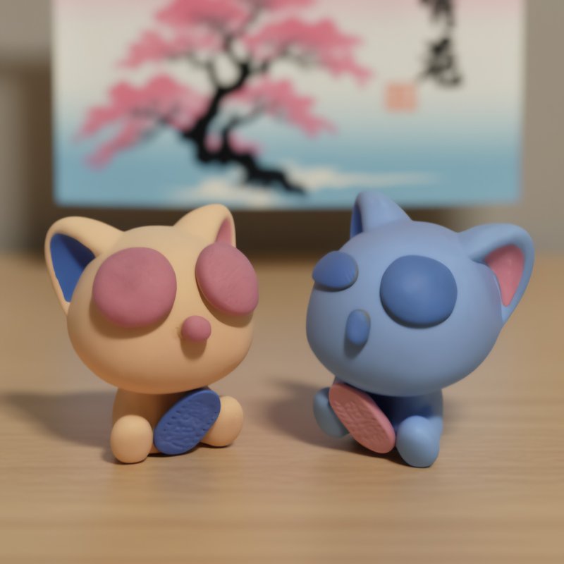 【えんぎ猫】祈愿摆件0821-0826 - 摆饰 - 环保材料 粉红色