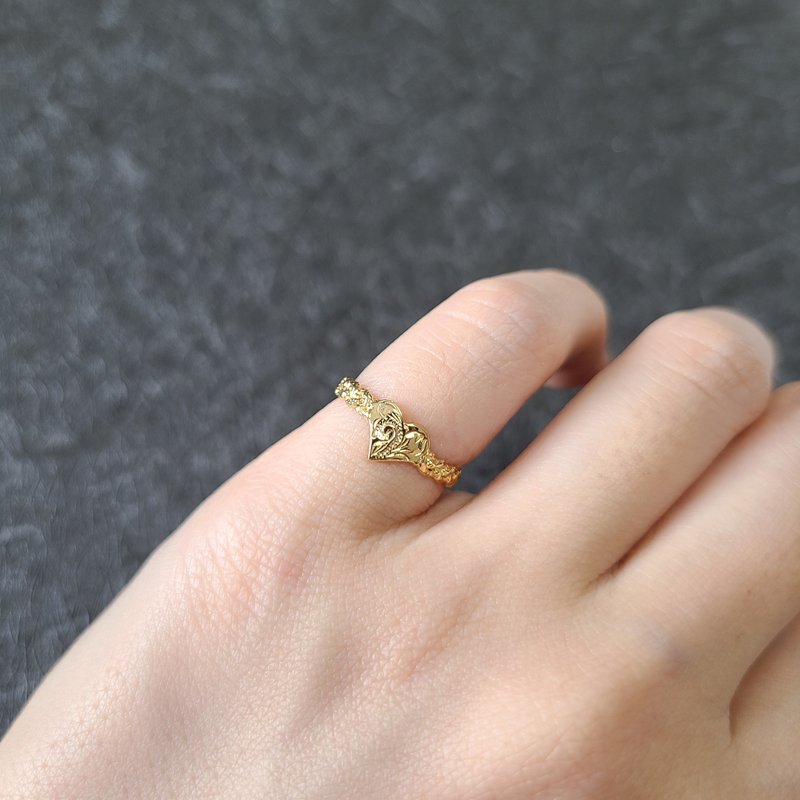 Heart Hawaiian Pinky Ring / K18GP - 戒指 - 纯银 金色