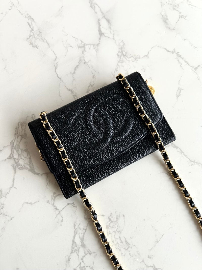 绝版古董包 Chanel黑色鱼子酱中古包 斜背包 单肩包 侧背包 二手 - 侧背包/斜挎包 - 真皮 黑色