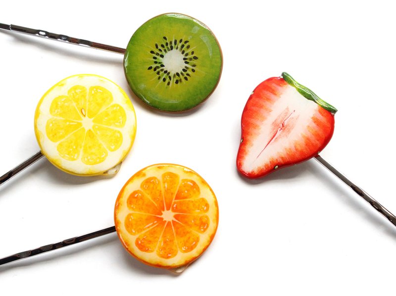 ※ Drop with ※ Cut fruit wooden hairpin - 发饰 - 木头 红色