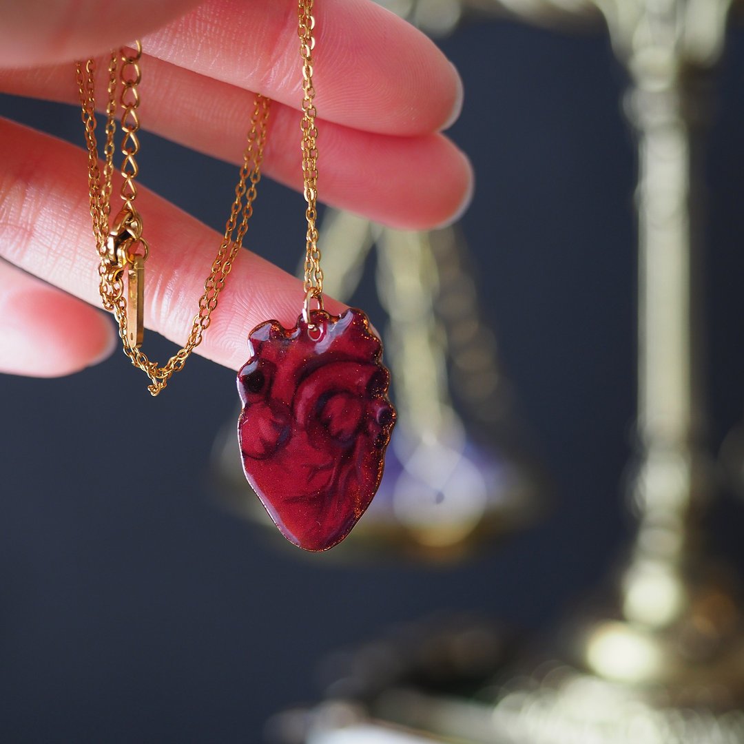 Heart Necklace Necklace Gift/Present Gothic Dark Fantasy Magical Witch Surgical Stainless Steel - 项链 - 树脂 红色