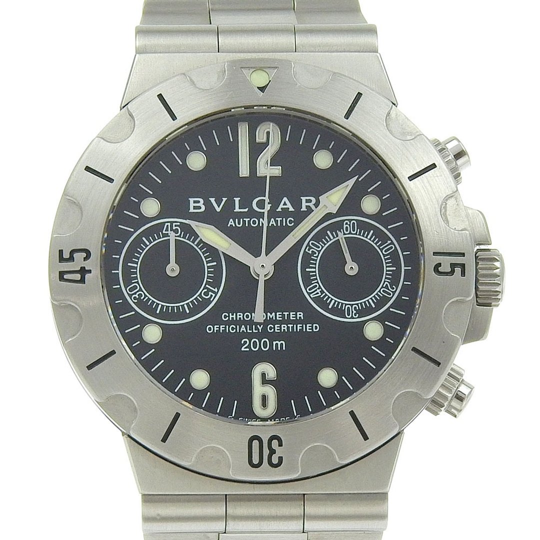 【日本直送】宝格丽 BVLGARI 迪亚多纳·潜水系列 腕表 SCB38S 不锈钢 自动上链 计时码表 黑面盘 男款【二手】 - 女表 - 不锈钢 银色