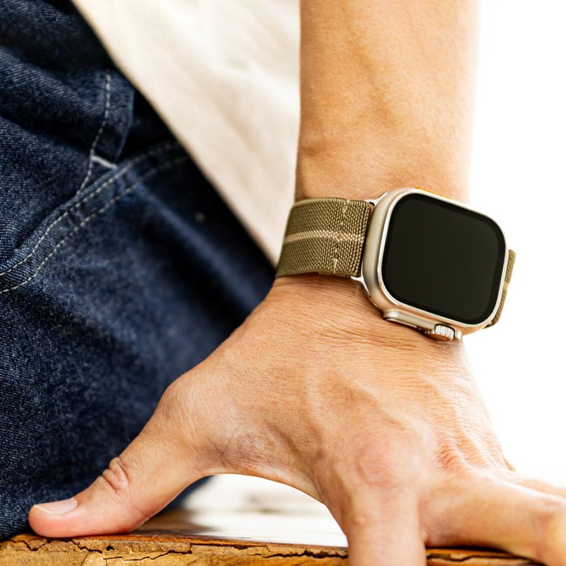 Apple Watch 44/45/46/49mm 法国海军大帆布表带 ( 表带宽24mm ) - 表带 - 棉．麻 黑色