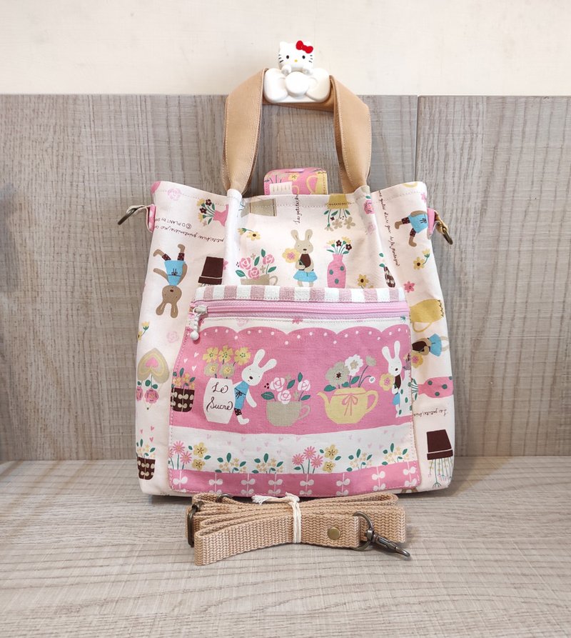 多功能斜背手提两用包-法国兔 - 侧背包/斜挎包 - 棉．麻 