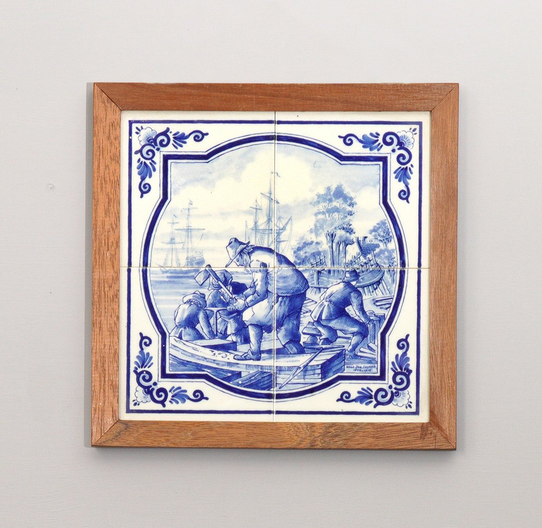 荷兰造船师傅瓷砖组合挂饰/代尔夫特蓝职业系列/复古/挂饰 - 海报/装饰画/版画 - 陶 蓝色