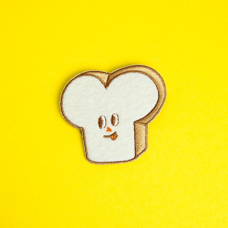 刺绣别针 / 元气土司 - 胸针 - 绣线 咖啡色