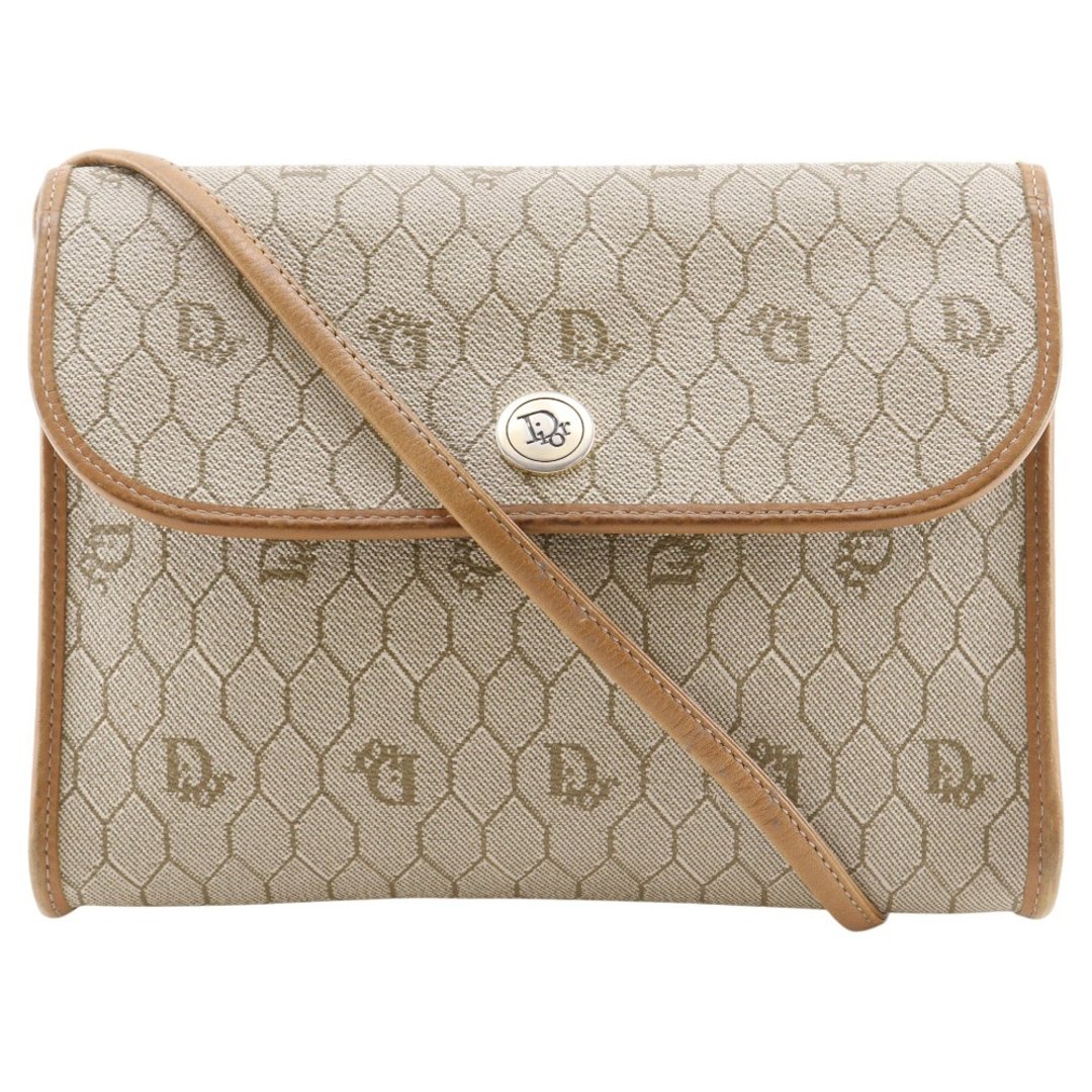 【日本直送】Christian Dior 迪奥 蜂巢格纹 肩背包 Vintage (复古) PVC 米色 女性【二手】 - 侧背包/斜挎包 - 塑料 咖啡色
