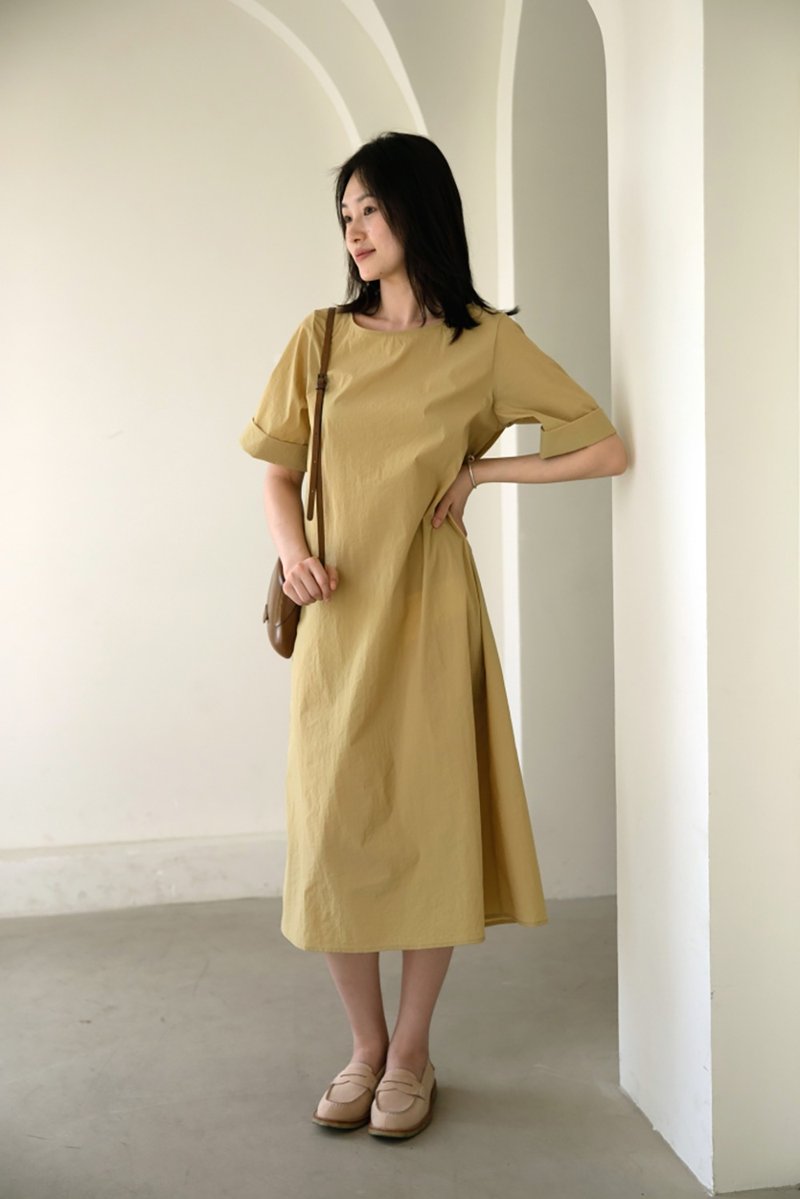 防水芥末黄连衣裙 I Rain proof mustard dress - 洋装/连衣裙 - 棉 黄色